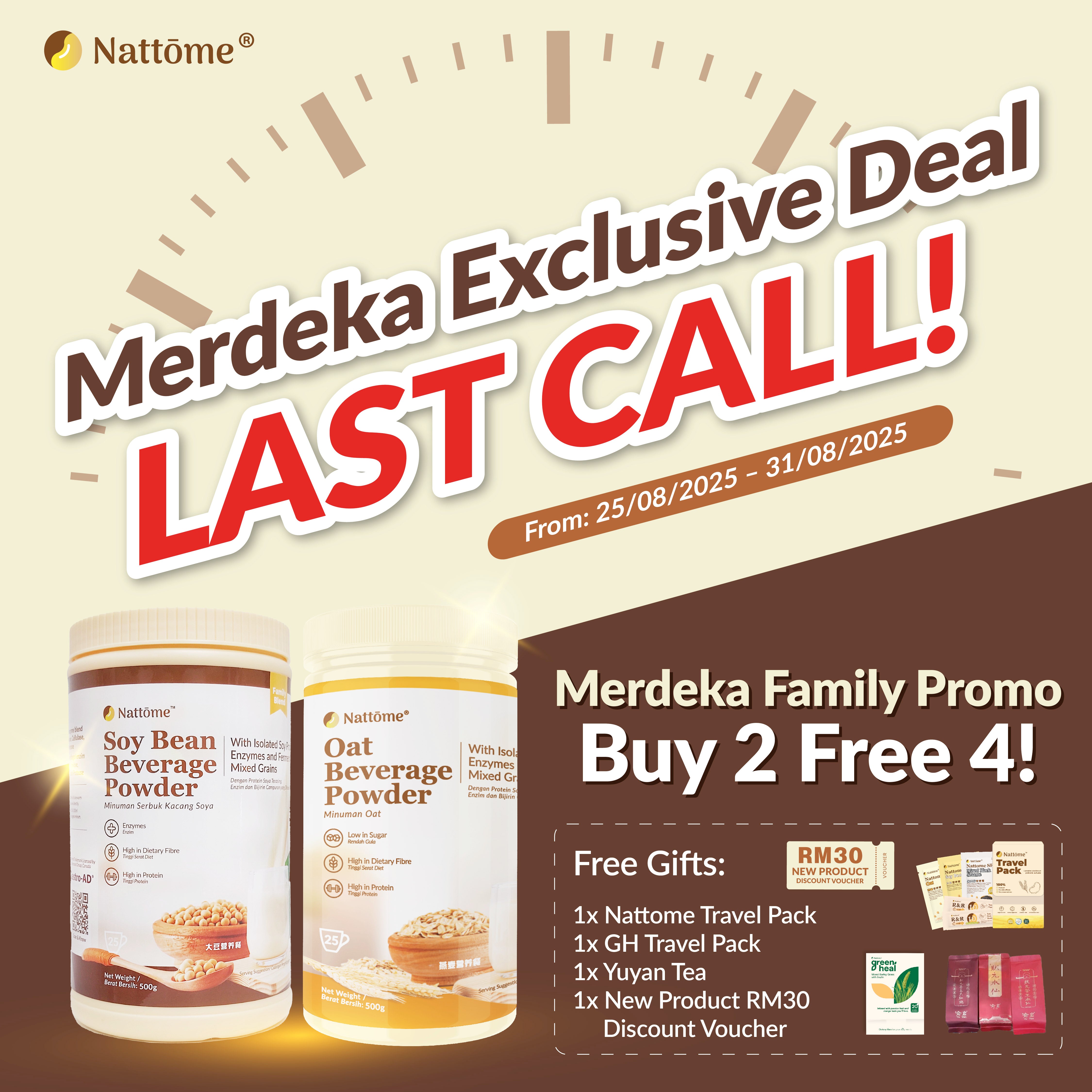 Merdeka Special Promo for Soy & Oat 500g  [25/8 -31/8]